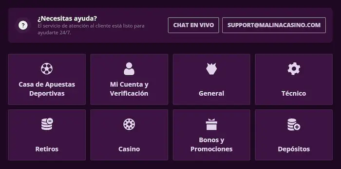Malina Casino Espana support